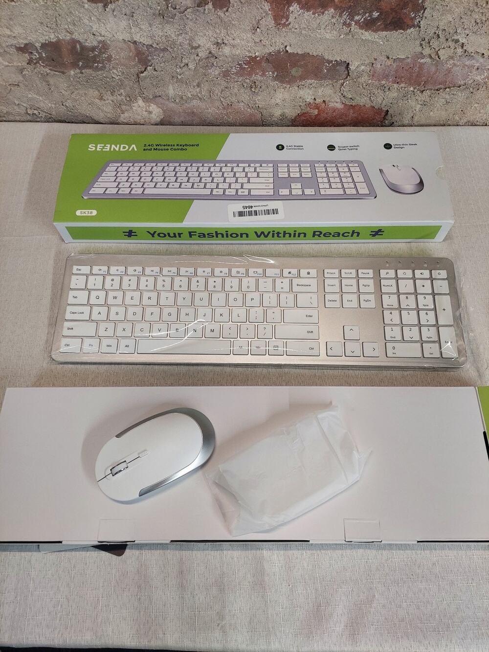 SEENDA 2.4G Wireless Keyboard Mouse Combo SK30 Scissor Switch Ultra Thin White